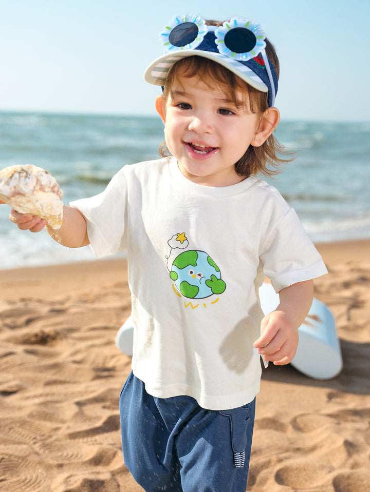 Raw White Baby Unisex Round V-Neck Short-Sleeved T-Shirt