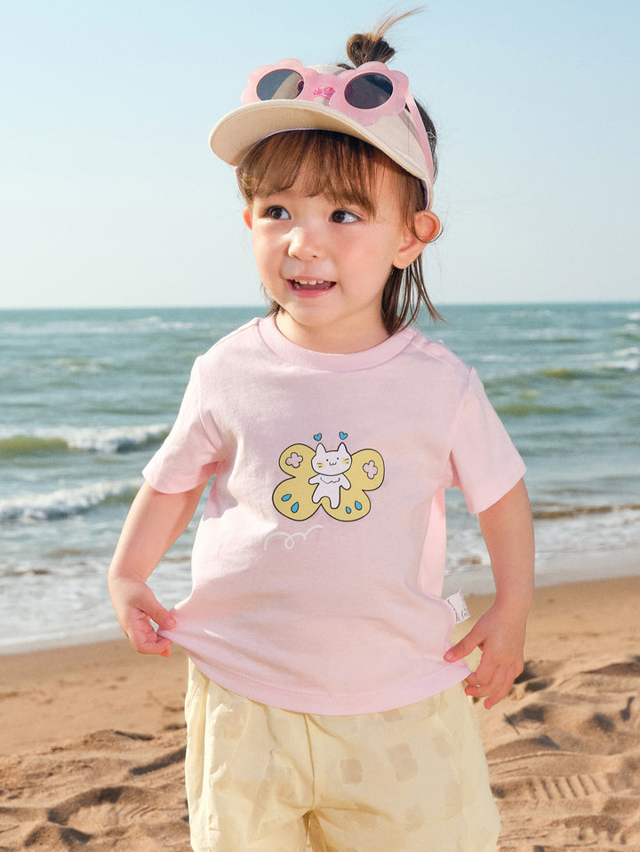 Visions Pink Baby Unisex Round V-Neck Short-Sleeved T-Shirt