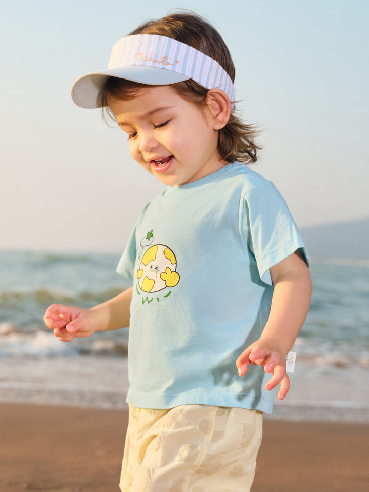 Powder Blue Baby Unisex Round V-Neck Short-Sleeved T-Shirt