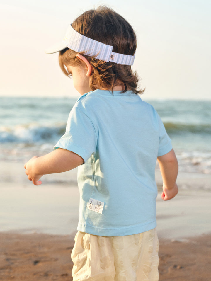 Powder Blue Baby Unisex Round V-Neck Short-Sleeved T-Shirt