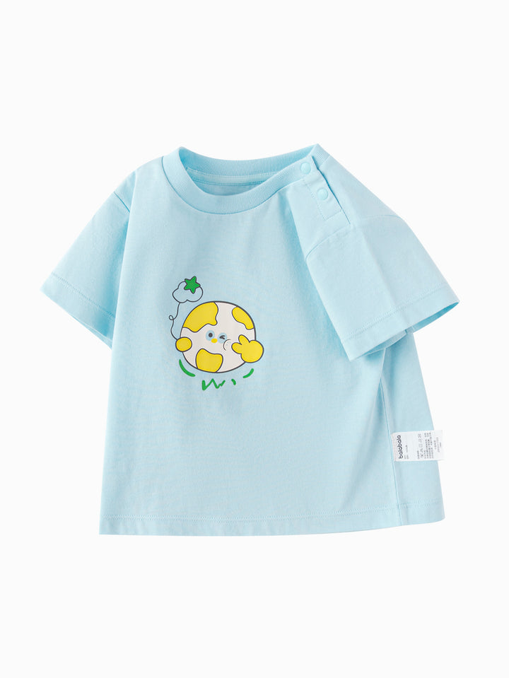 Powder Blue Baby Unisex Round V-Neck Short-Sleeved T-Shirt