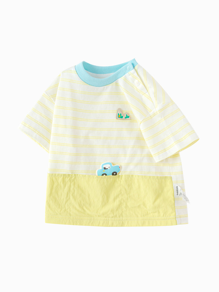 Lemon yellow Baby Unisex Round V-Neck Short-Sleeved T-Shirt