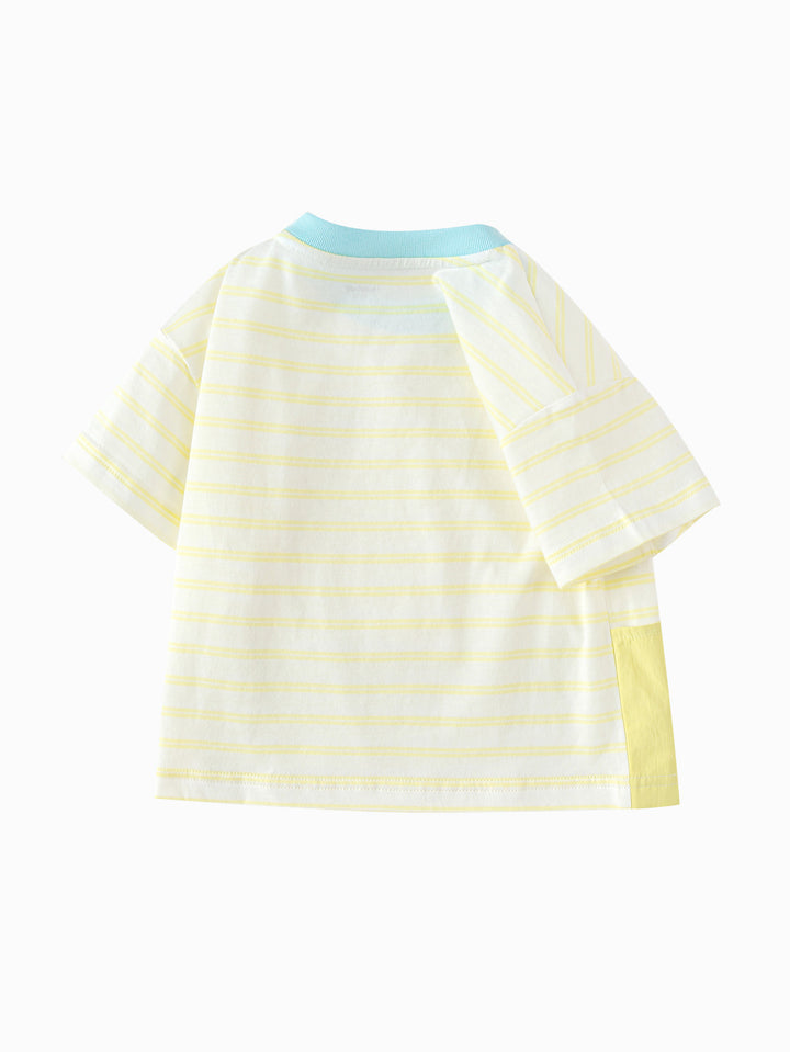 Lemon yellow Baby Unisex Round V-Neck Short-Sleeved T-Shirt