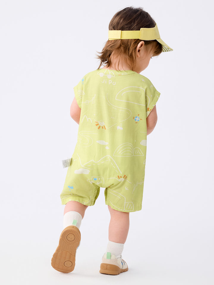 Yellow Green Baby Unisex Woven Jumpsuit