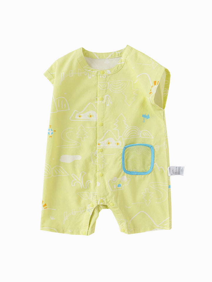 Yellow Green Baby Unisex Woven Jumpsuit