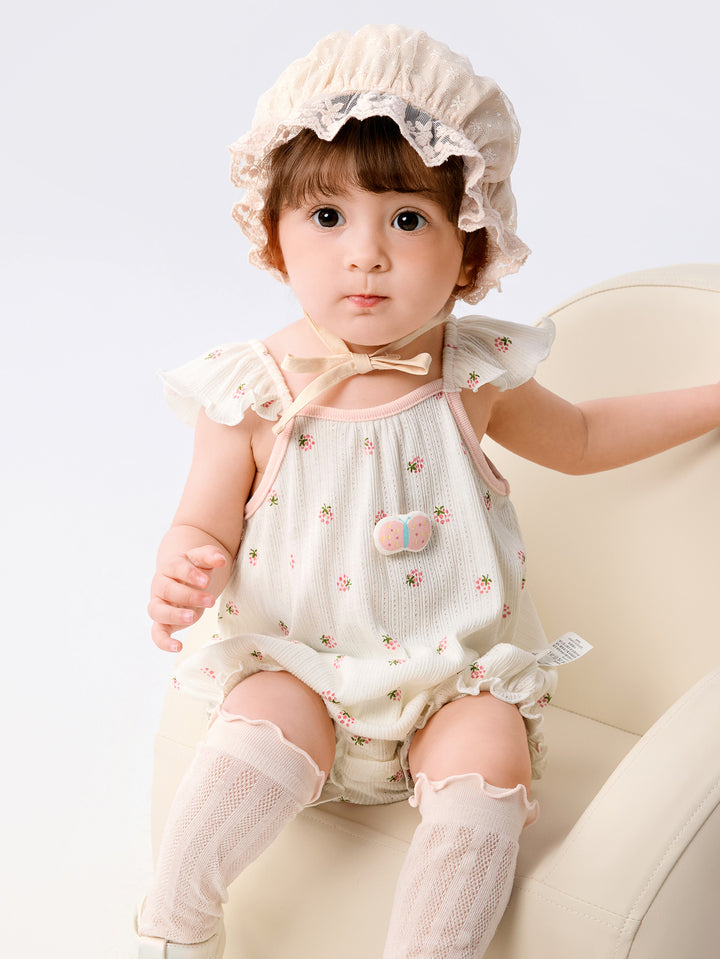 White Baby Girl Outdoor Bodysuit