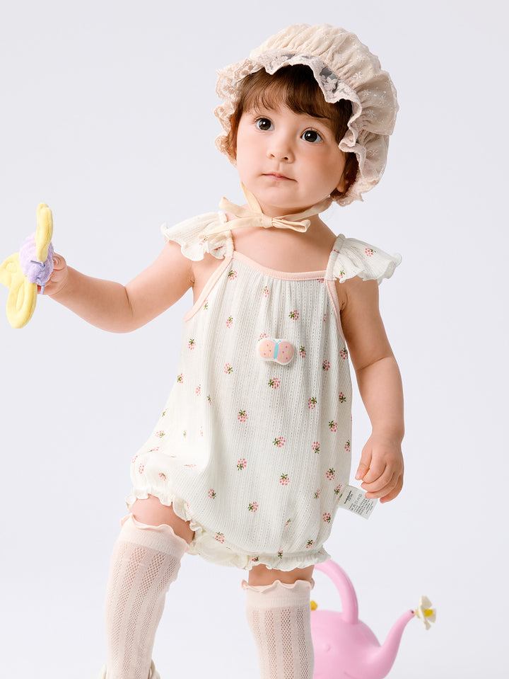 White Baby Girl Outdoor Bodysuit