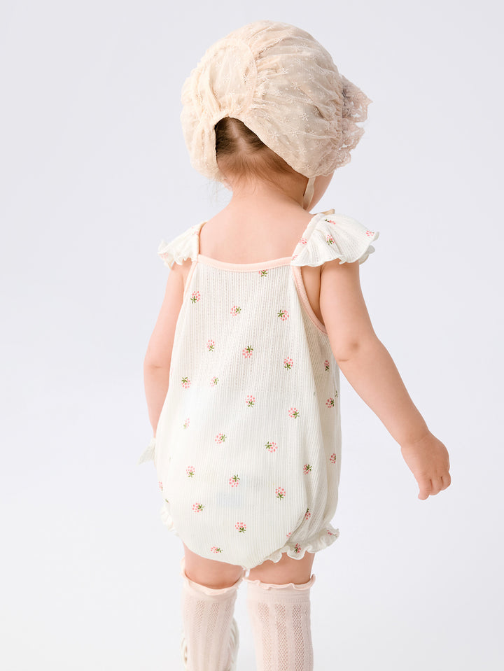 White Baby Girl Outdoor Bodysuit