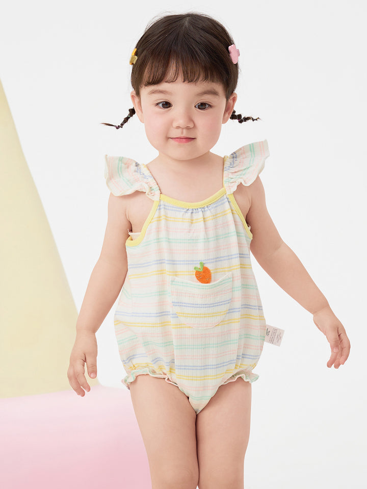 Yellow Red Baby Girl Outdoor Bodysuit