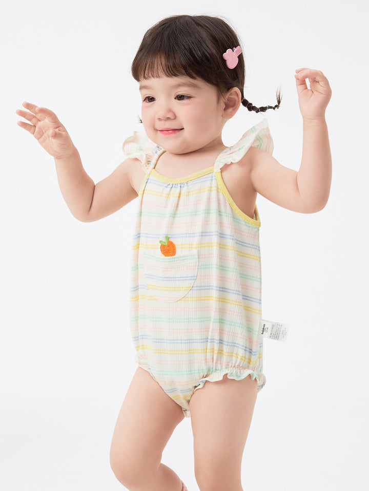 Yellow Red Baby Girl Outdoor Bodysuit