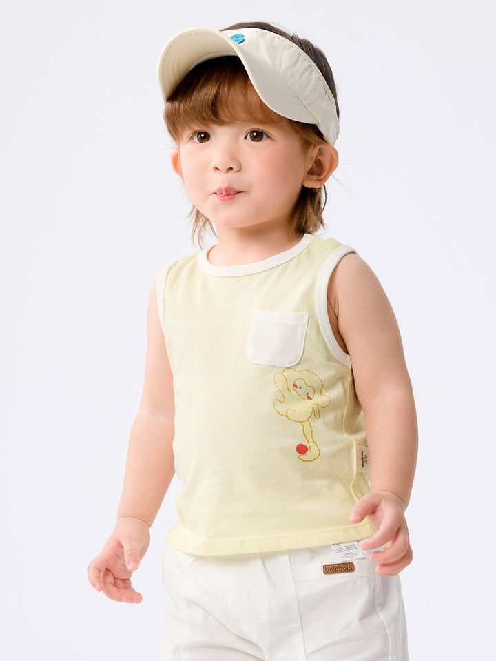 Yellow Baby Unisex Underwear Suit With A Shoulder-Length Top