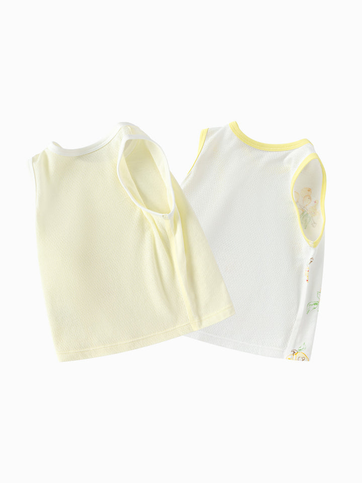 Yellow Baby Unisex Underwear Suit With A Shoulder-Length Top