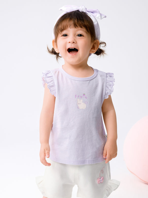 Purple Baby Unisex Underwear Suit With A Shoulder-Length Top