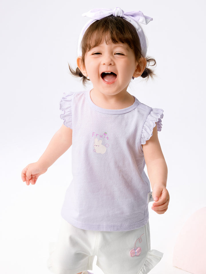 Purple Baby Unisex Underwear Suit With A Shoulder-Length Top