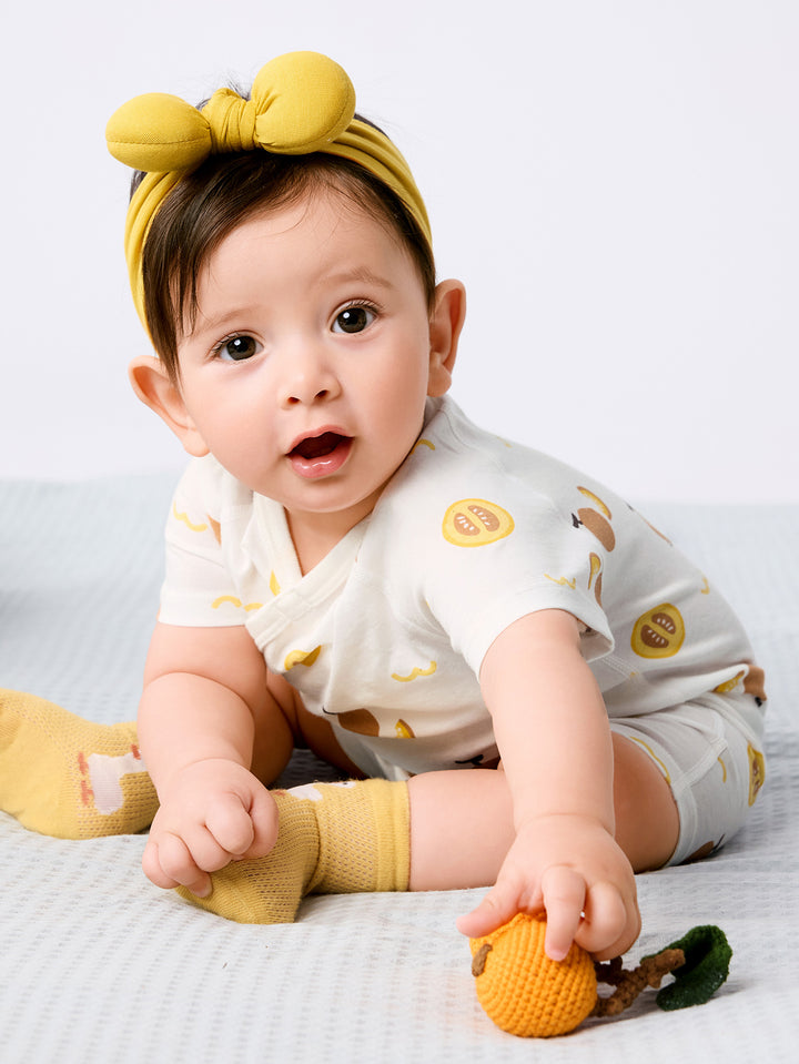 Yellow Baby Unisex Baby Underwear Suit In A Straight Open Jumpsuit