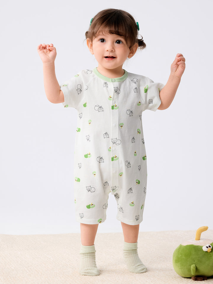 Green Baby Unisex Baby Underwear Suit In A Straight Open Jumpsuit