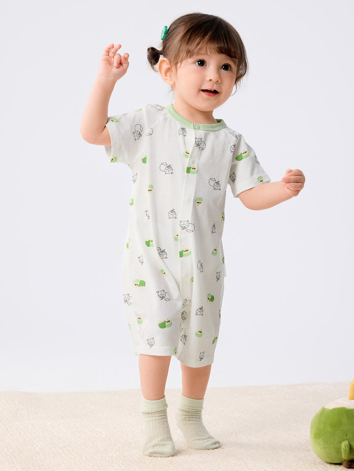 Green Baby Unisex Baby Underwear Suit In A Straight Open Jumpsuit