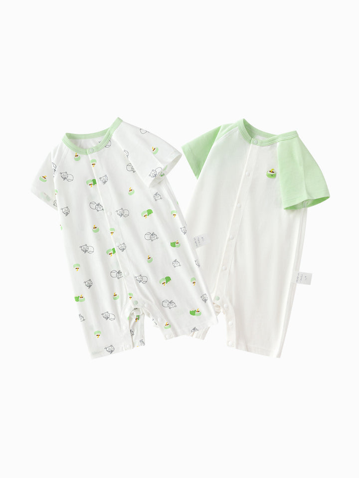 Green Baby Unisex Baby Underwear Suit In A Straight Open Jumpsuit