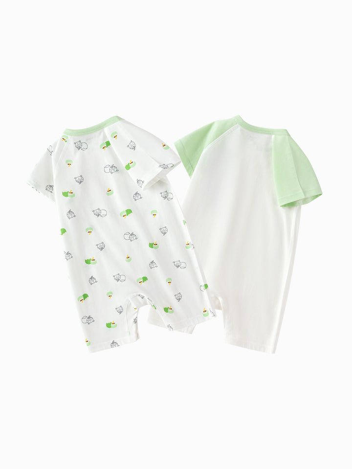 Green Baby Unisex Baby Underwear Suit In A Straight Open Jumpsuit