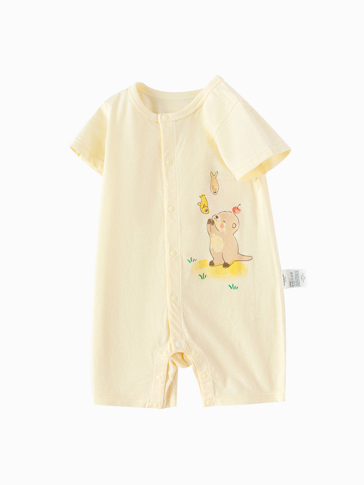 Yellow Baby Unisex Baby Underwear Suit In A Straight Open Jumpsuit