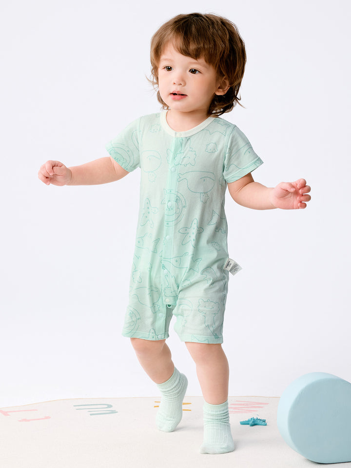 Green Baby Unisex Baby Underwear Suit In A Straight Open Jumpsuit