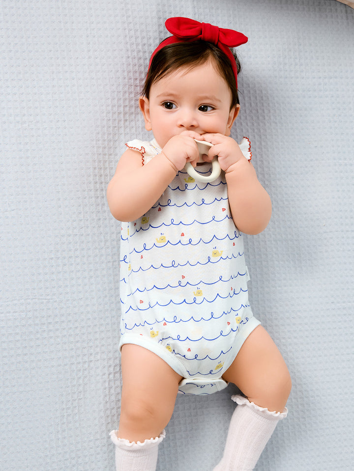 White Blue Baby Unisex Underwear Bodysuit