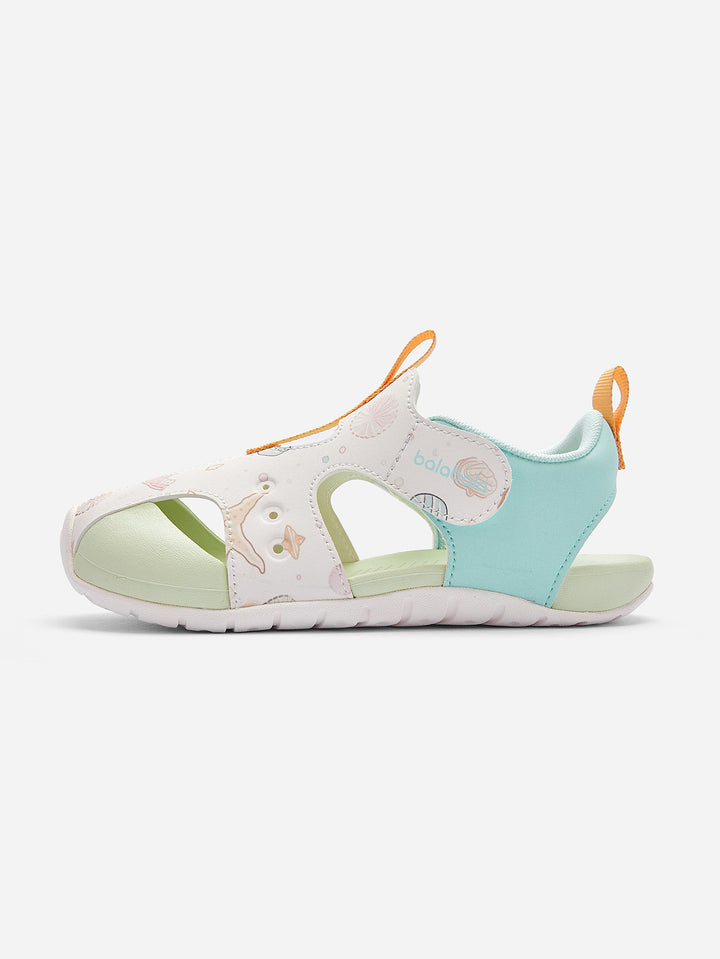 White Green Baby Girl Sports Sandals