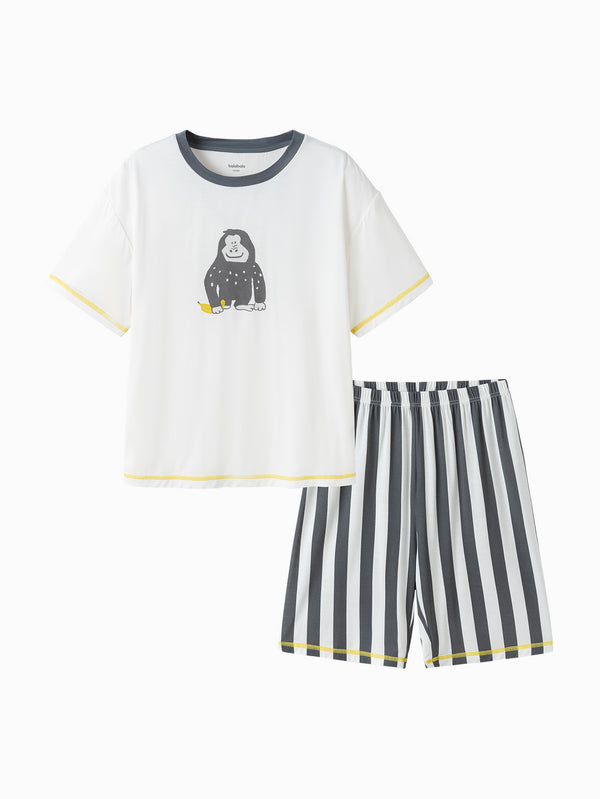 White Gray Kids Boy Home-Wear Suit