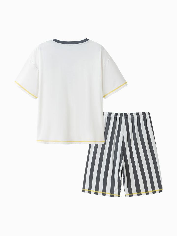 White Gray Kids Boy Home-Wear Suit