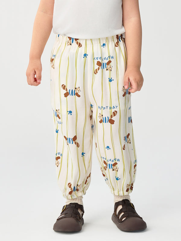 White Green Toddler Unisex Home Trousers