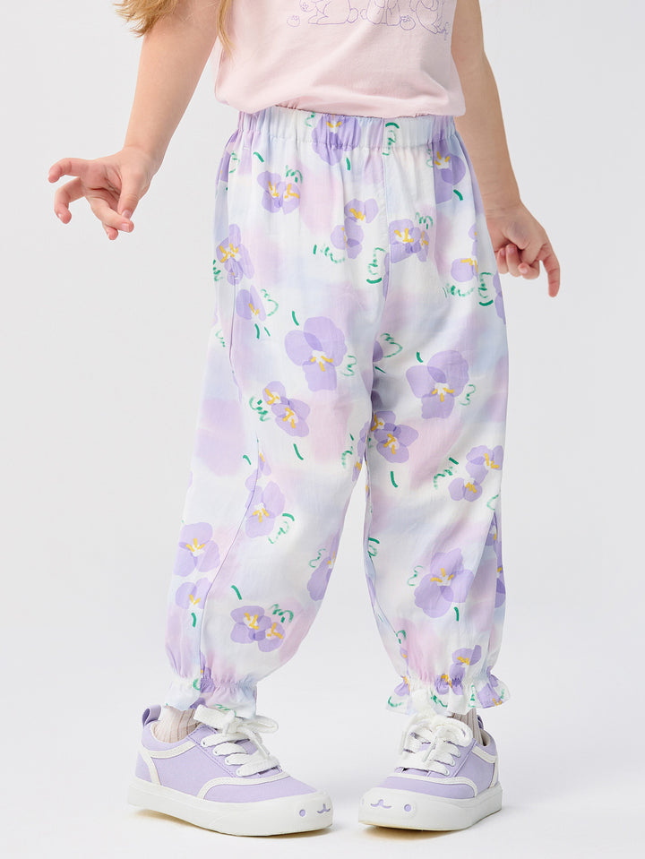 White Purple Toddler Unisex Home Trousers