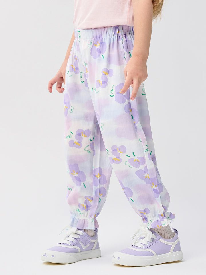 White Purple Toddler Unisex Home Trousers