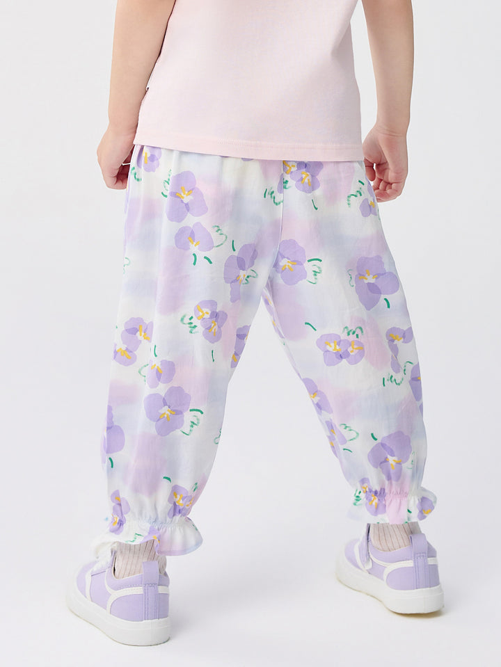 White Purple Toddler Unisex Home Trousers