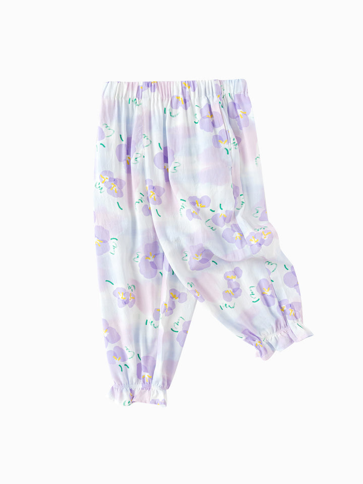 White Purple Toddler Unisex Home Trousers