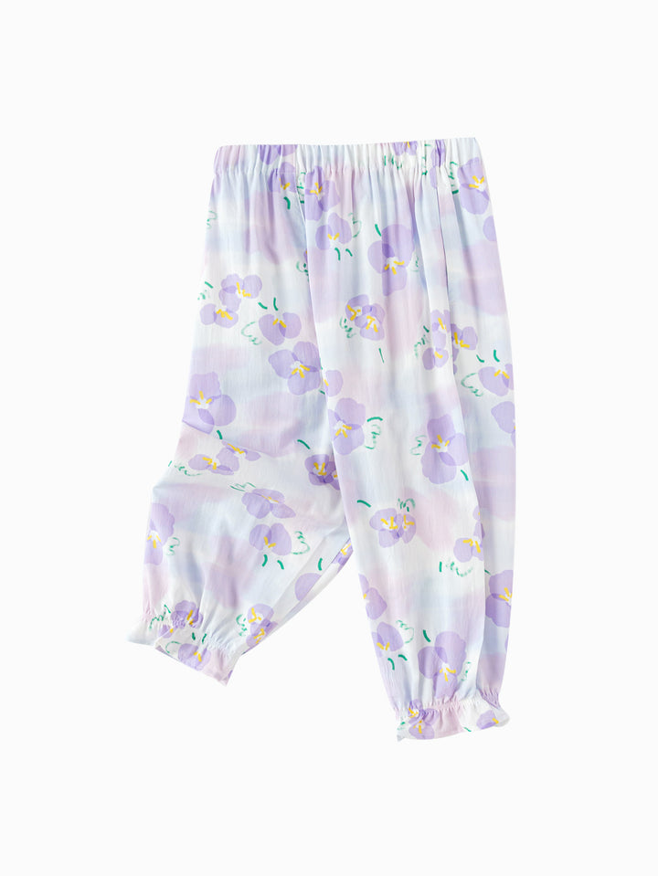 White Purple Toddler Unisex Home Trousers