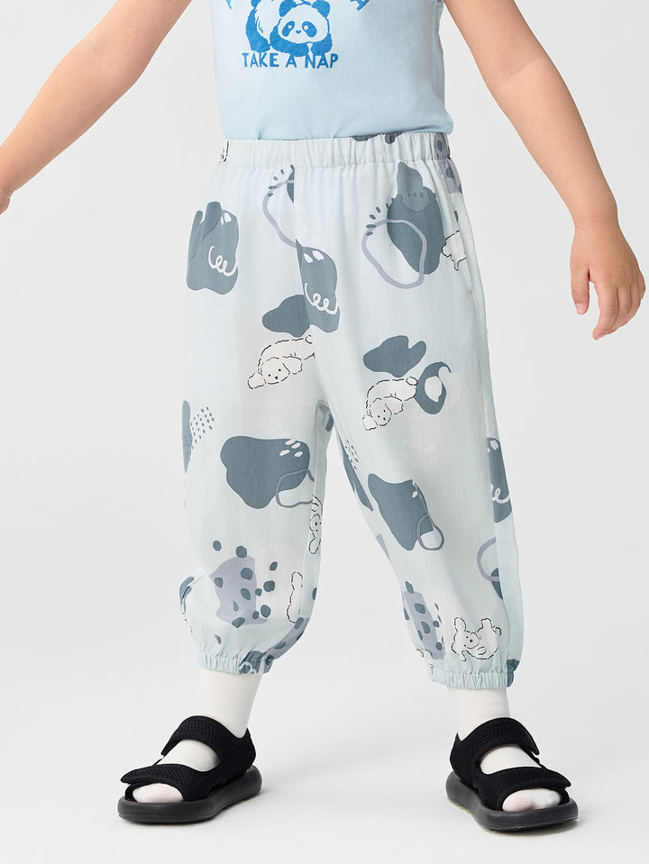 White Gray Toddler Unisex Home Trousers