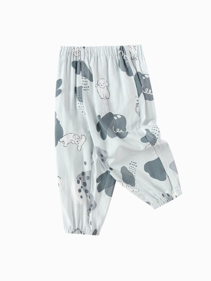 White Gray Toddler Unisex Home Trousers