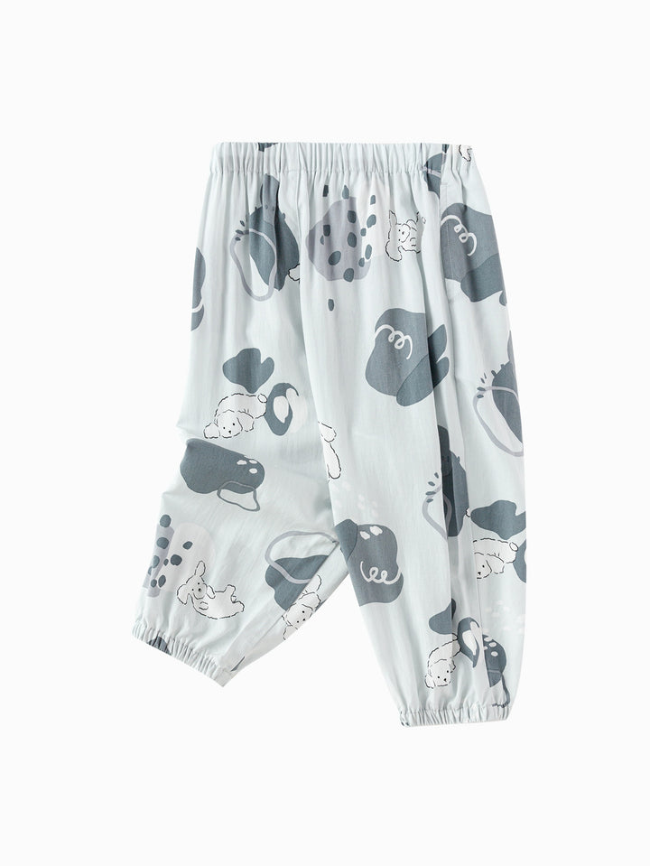 White Gray Toddler Unisex Home Trousers