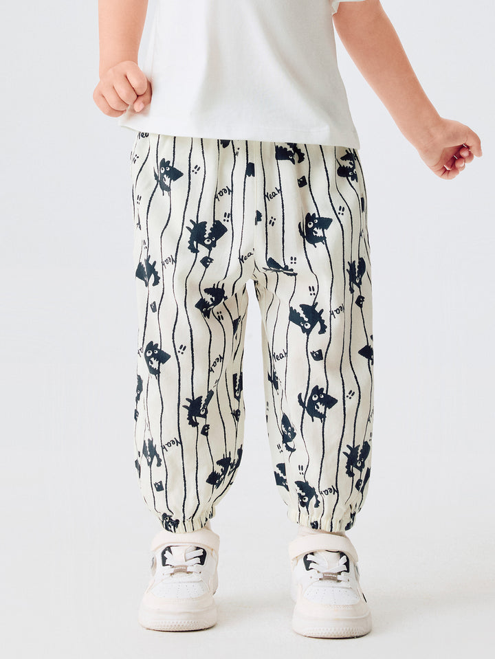 Black White Toddler Unisex Home Trousers