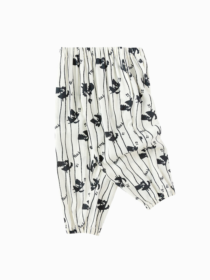 Black White Toddler Unisex Home Trousers