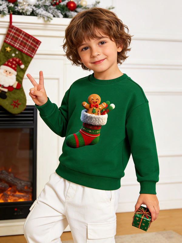 balabala Unisex Kids Christmas Cute Gingerman in A Sock Sweatshirt