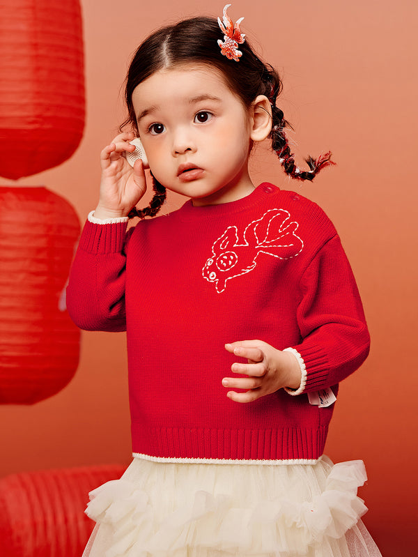 Chinese red infant unisex Sweater