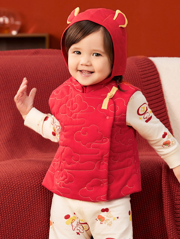 Chinese red infant unisex Vests