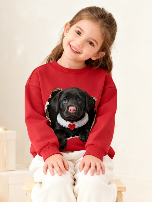 balabala Unisex Kids Christmas 3D Black Retriever Dog Puppy Sweatshirt