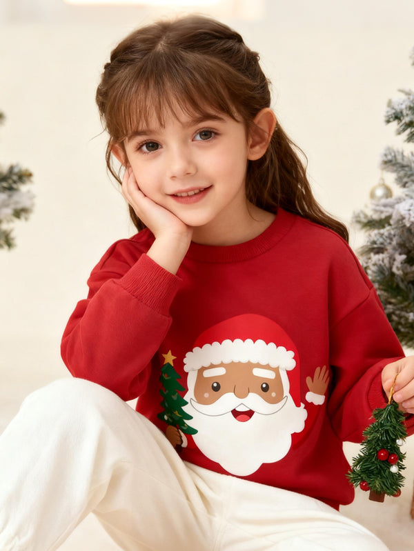 balabala Unisex Kids Christmas Tree And Santa Claus Sweatshirt
