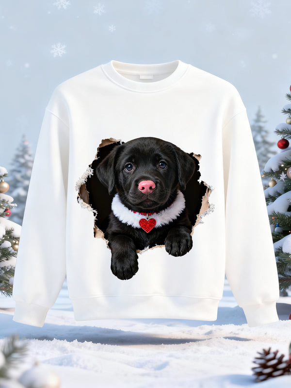 balabala Unisex Kids Christmas 3D Black Retriever Dog Puppy Sweatshirt