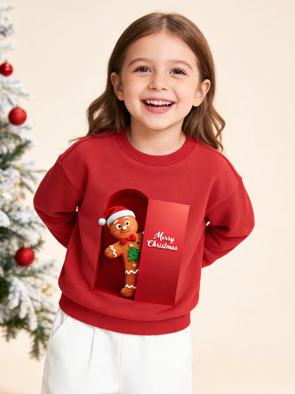 balabala Unisex Kids Merry Christmas Gingerman In A Door Sweatshirt