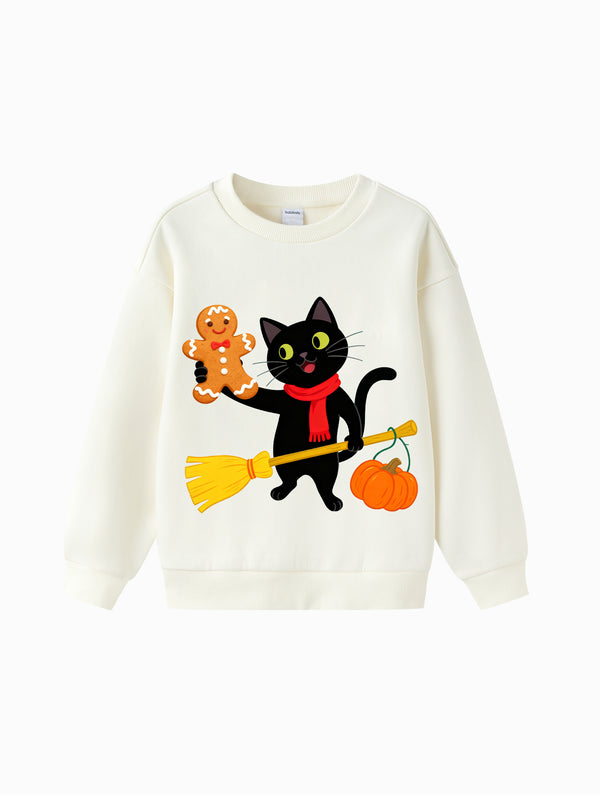 balabala Unisex Kids Welcoming Christmas Cat Sweatshirt