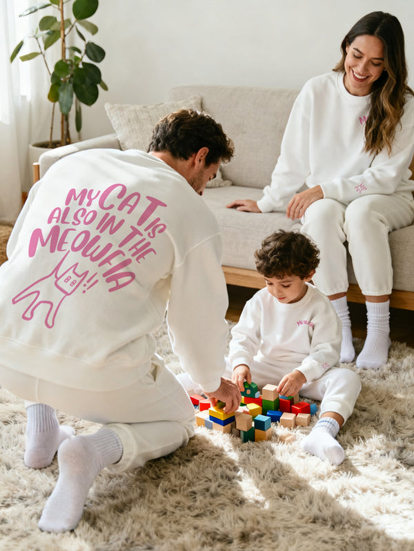 balabala Unisex Kids My Cat is also in the Meowfia White Sweatshirt