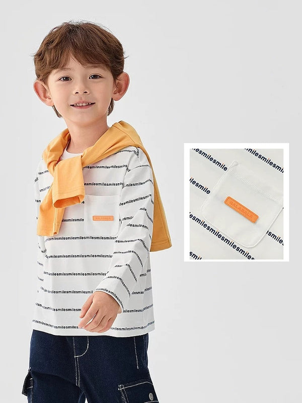 Long Sleeve T-Shirt 2025 New Spring Style for Boys' Toddlers Round V-Neck Long Sleeve T-Shirt